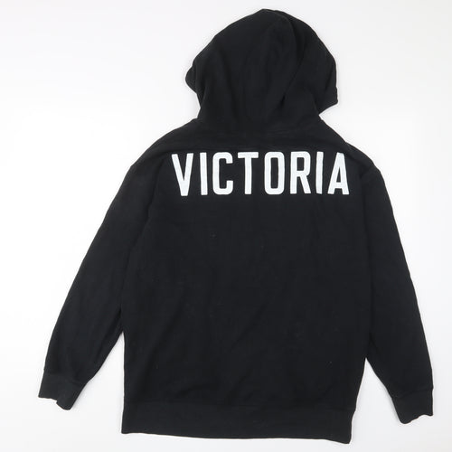 Victoria's Secret Womens Black Cotton Full Zip Hoodie Size M Zip - Logo