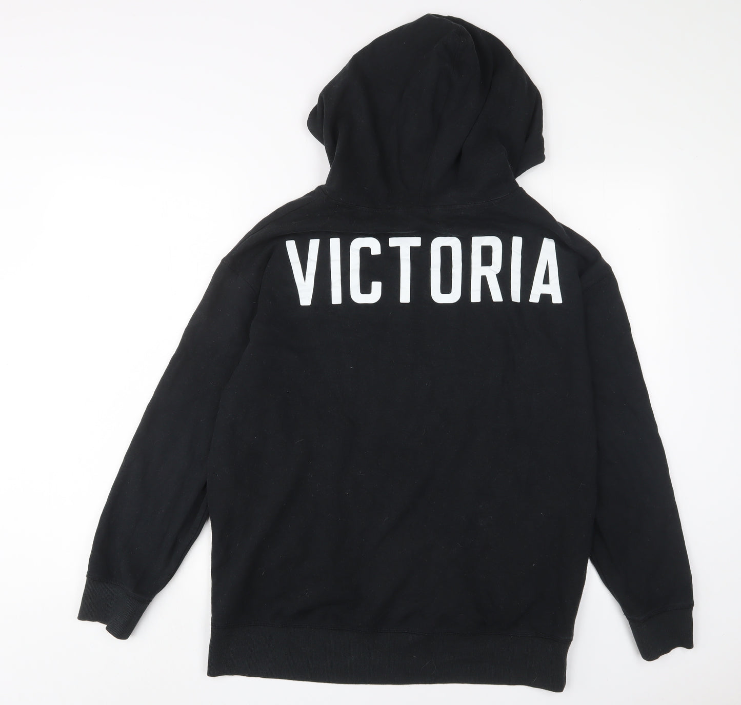 Victoria's Secret Womens Black Cotton Full Zip Hoodie Size M Zip - Logo