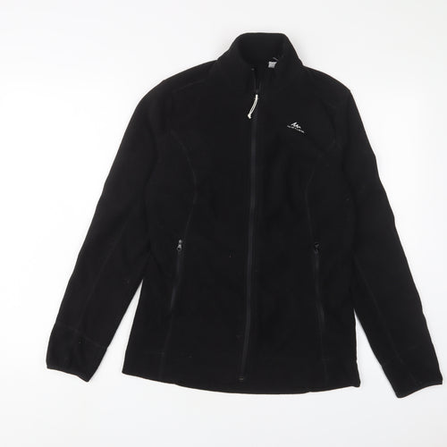 DECATHLON Womens Black Jacket Size S Zip - Logo, Embroidered