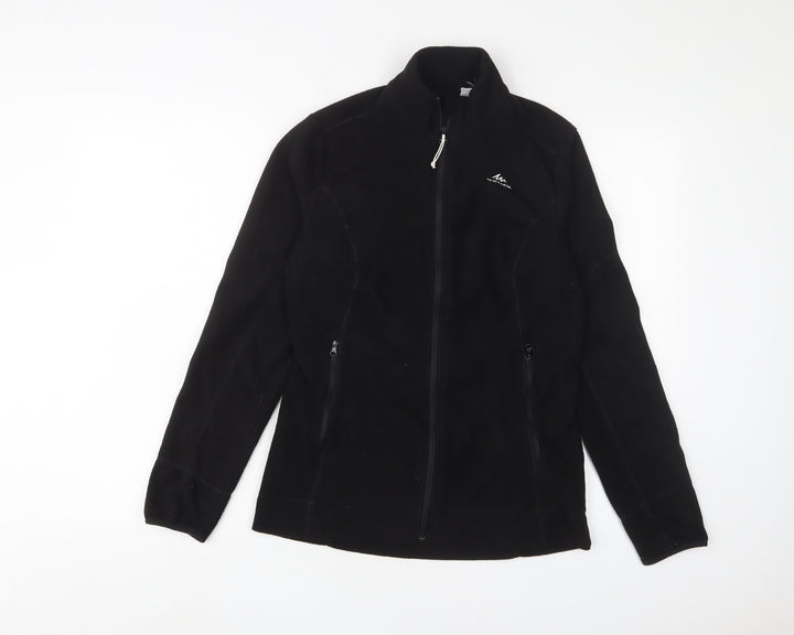 DECATHLON Womens Black Jacket Size S Zip - Logo, Embroidered