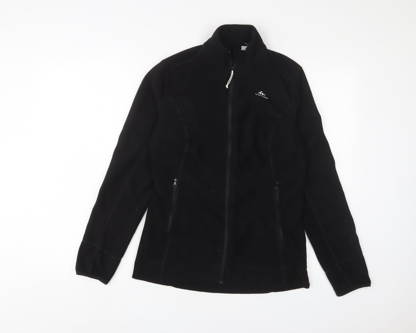 DECATHLON Womens Black Jacket Size S Zip - Logo, Embroidered