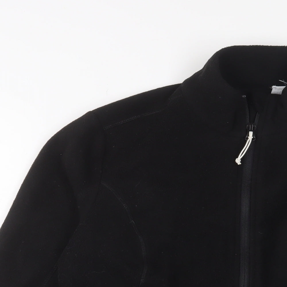 DECATHLON Womens Black Jacket Size S Zip - Logo, Embroidered