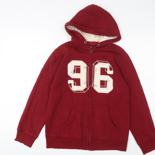 Jasper Conran Boys Red Cotton Full Zip Hoodie Size 14 Years Zip - Embroidered