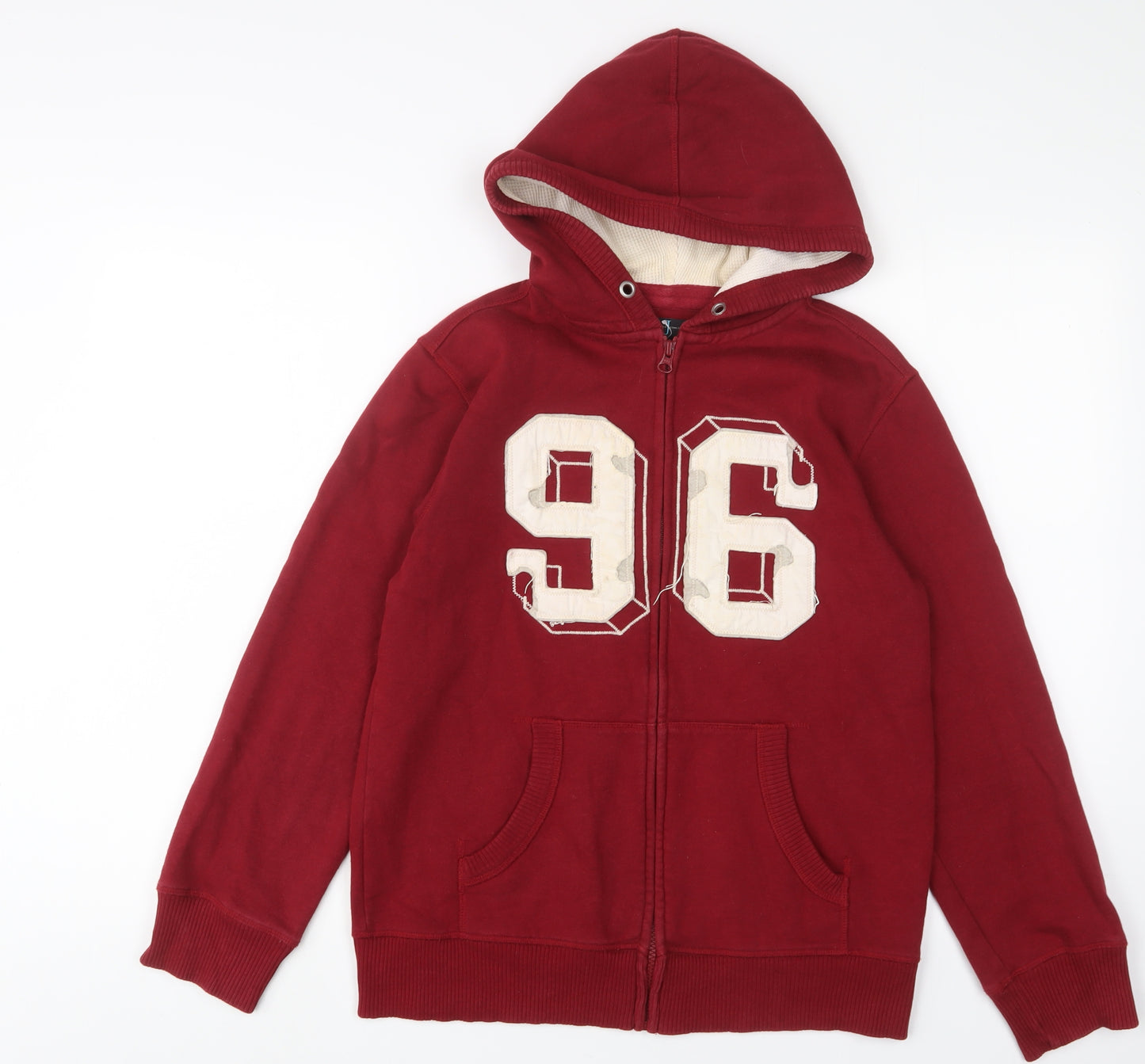 Jasper Conran Boys Red Cotton Full Zip Hoodie Size 14 Years Zip - Embroidered