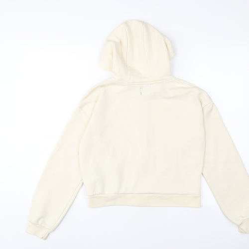Lyle & Scott Girls White Cotton Full Zip Hoodie Size 12-13 Years Zip - Logo, Embroidered