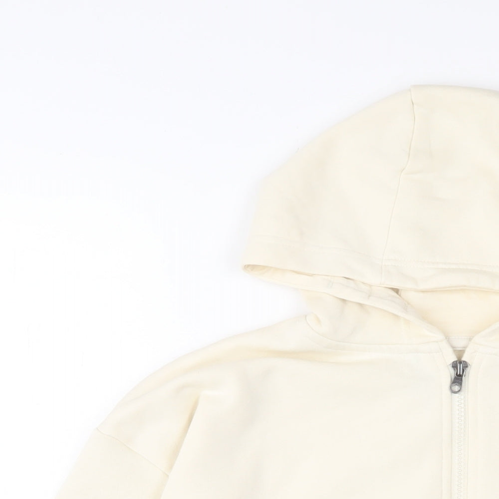 Lyle & Scott Girls White Cotton Full Zip Hoodie Size 12-13 Years Zip - Logo, Embroidered