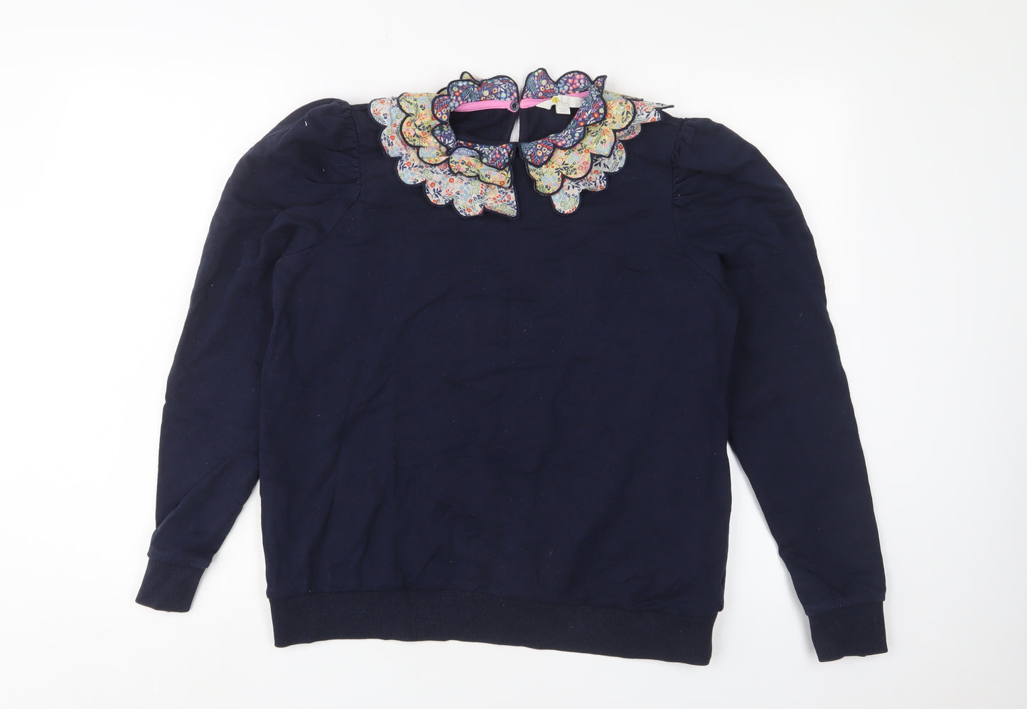 Boden Womens Blue Floral Camel Pullover Sweatshirt Size M Button - Frill