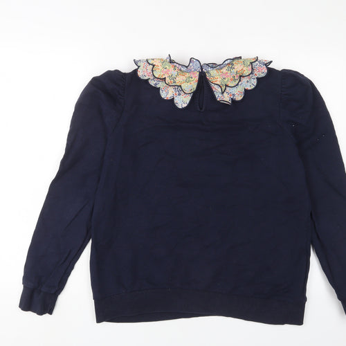 Boden Womens Blue Floral Camel Pullover Sweatshirt Size M Button - Frill