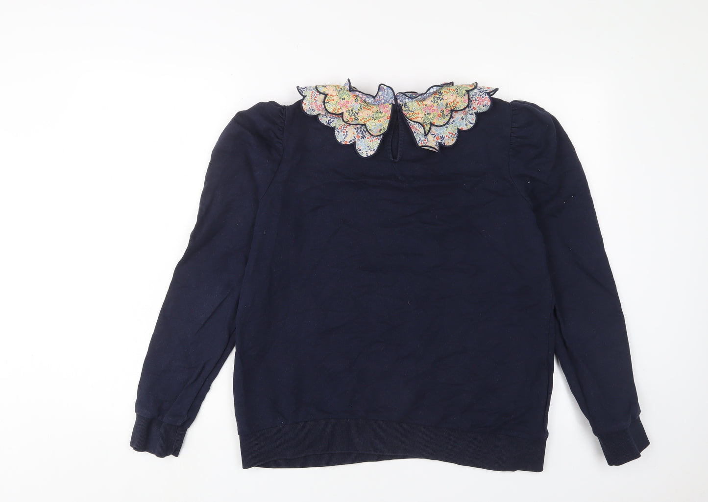 Boden Womens Blue Floral Camel Pullover Sweatshirt Size M Button - Frill