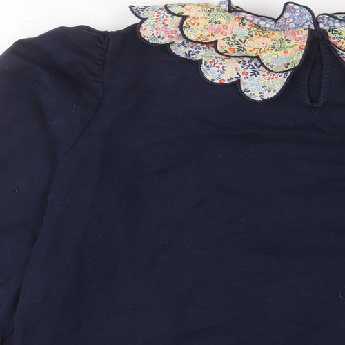 Boden Womens Blue Floral Camel Pullover Sweatshirt Size M Button - Frill