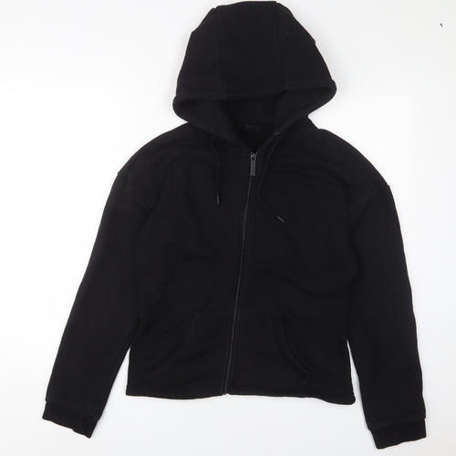 USA Pro Womens Black Cotton Full Zip Hoodie Size 16 Zip - Logo, Embroidered
