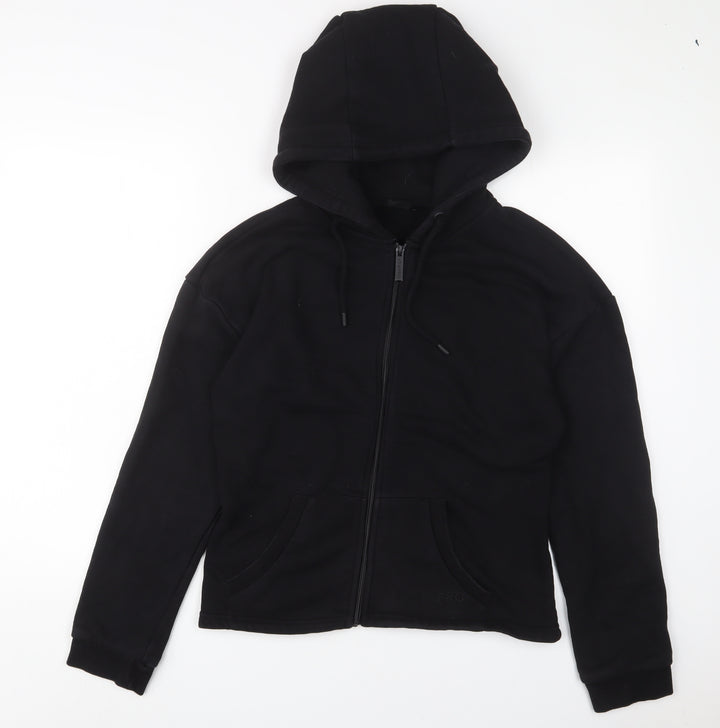 USA Pro Womens Black Cotton Full Zip Hoodie Size 16 Zip - Logo, Embroidered