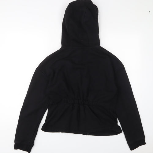 USA Pro Womens Black Cotton Full Zip Hoodie Size 16 Zip - Logo, Embroidered