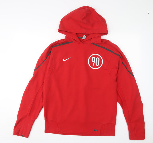 Nike Mens Red Cotton Pullover Hoodie Size M - Logo