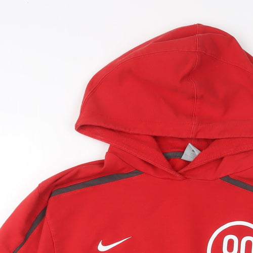 Nike Mens Red Cotton Pullover Hoodie Size M - Logo