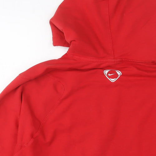 Nike Mens Red Cotton Pullover Hoodie Size M - Logo