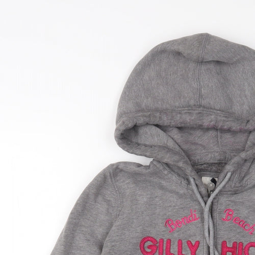 Gilly Hicks Womens Grey Cotton Full Zip Hoodie Size M Zip - Logo, Embroidered