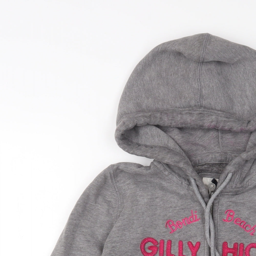 Gilly Hicks Womens Grey Cotton Full Zip Hoodie Size M Zip - Logo, Embroidered