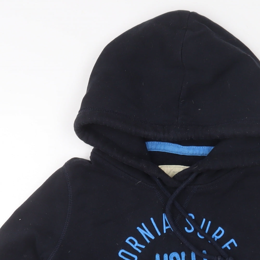 Hollister Mens Blue Cotton Pullover Hoodie Size L - Logo, Embroidered