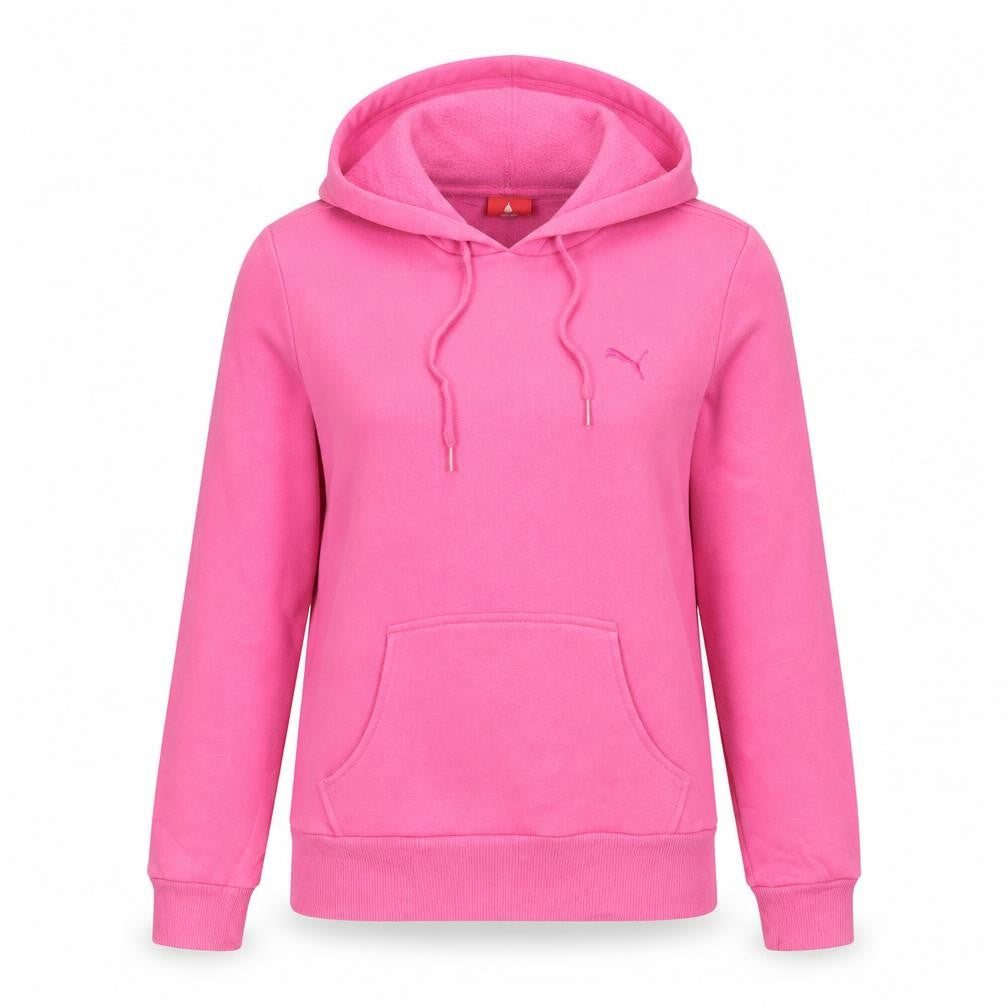 Front view of Slazenger women’s pink cotton pullover hoodie, size UK 12, pullover - logo, embroidered
