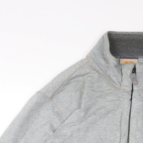 Boss Orange Mens Grey Cotton Full Zip Sweatshirt Size XL - Logo