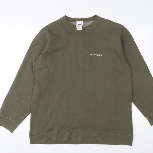 DKNY Mens Green Cotton Pullover Sweatshirt Size L - Logo