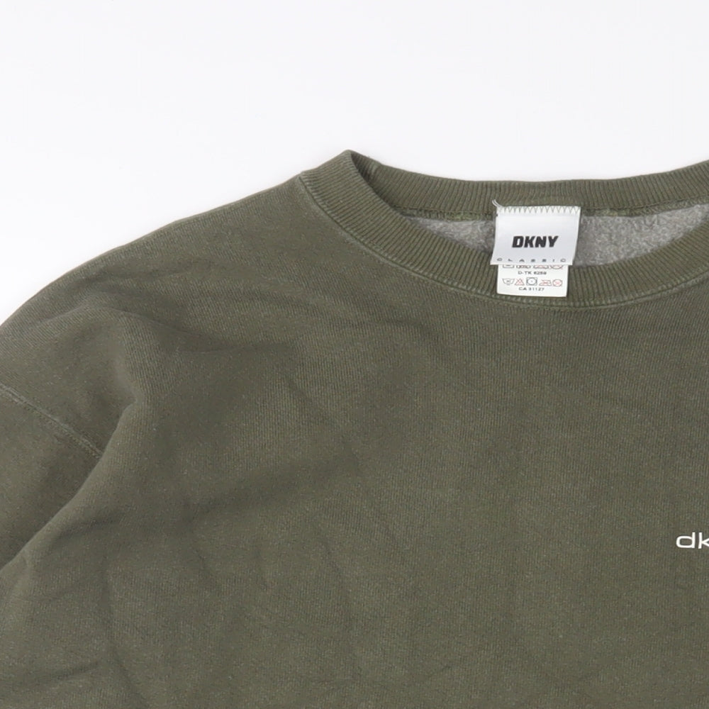 DKNY Mens Green Cotton Pullover Sweatshirt Size L - Logo