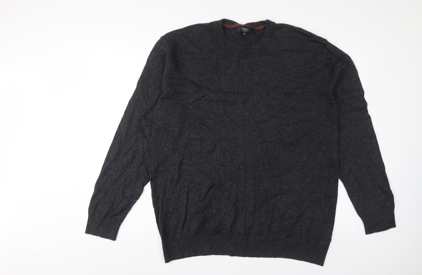 NEXT Mens Grey Crew Neck Cotton Pullover Jumper Size 2XL Long Sleeve