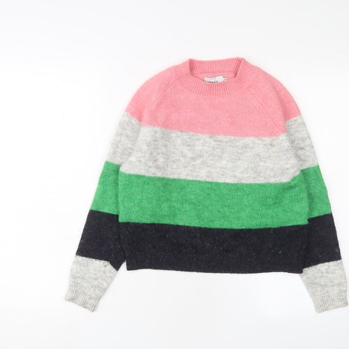 Only Womens Multicoloured Round Neck Striped Polyester Pullover Jumper Size XS