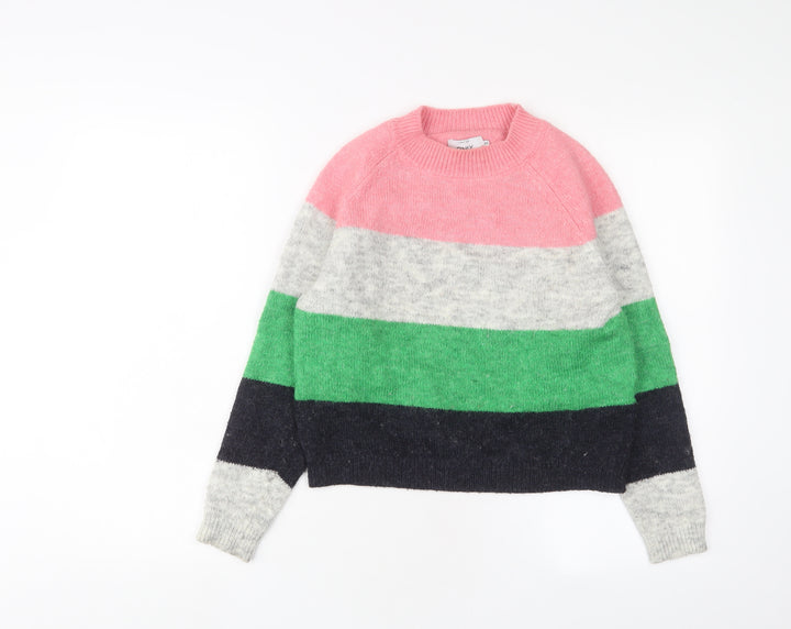 Only Womens Multicoloured Round Neck Striped Polyester Pullover Jumper Size XS