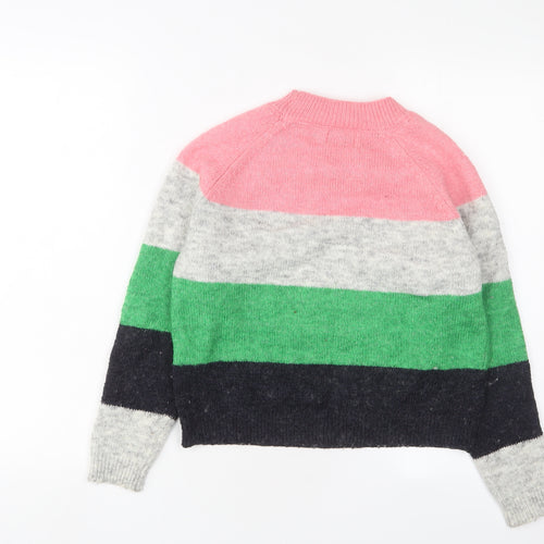 Only Womens Multicoloured Round Neck Striped Polyester Pullover Jumper Size XS