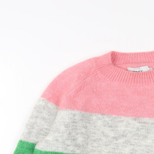Only Womens Multicoloured Round Neck Striped Polyester Pullover Jumper Size XS
