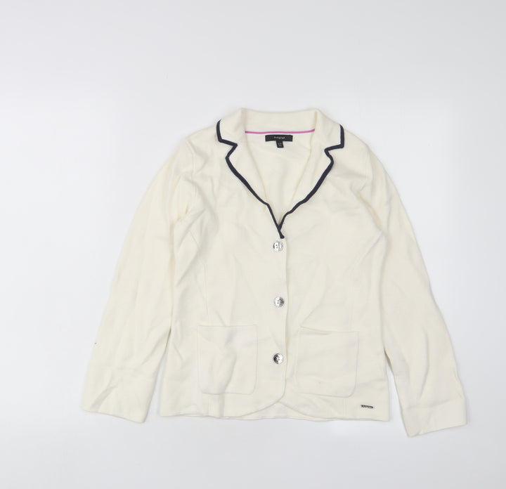 Autograph Girls Beige V-Neck Cotton Cardigan Jumper Size 9-10 Years Button