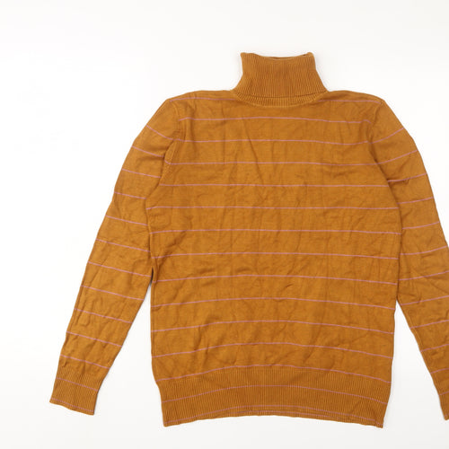 Saint Tropez Clothing Womens Brown Roll Neck Striped Viscose Pullover Jumper Size L