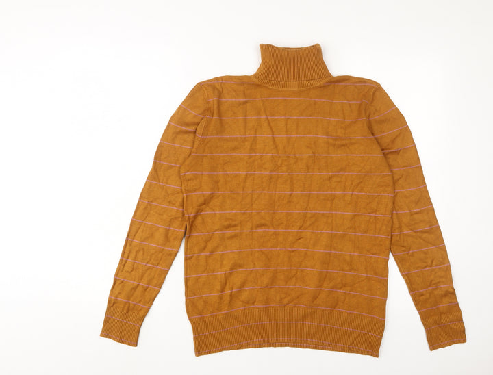 Saint Tropez Clothing Womens Brown Roll Neck Striped Viscose Pullover Jumper Size L