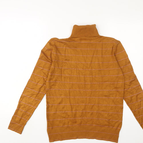 Saint Tropez Clothing Womens Brown Roll Neck Striped Viscose Pullover Jumper Size L