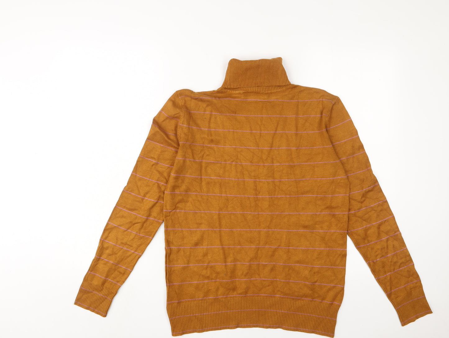 Saint Tropez Clothing Womens Brown Roll Neck Striped Viscose Pullover Jumper Size L