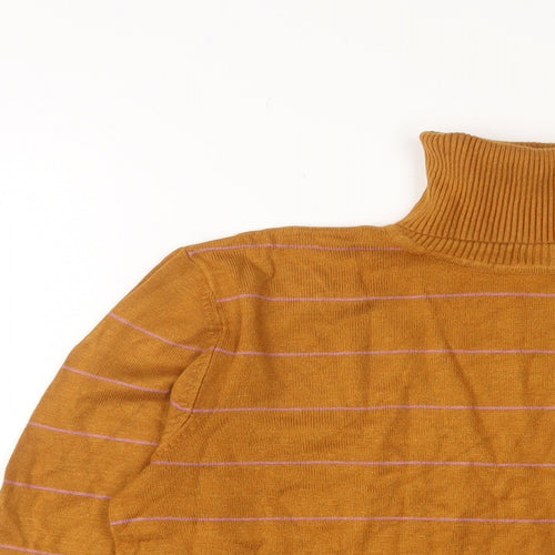 Saint Tropez Clothing Womens Brown Roll Neck Striped Viscose Pullover Jumper Size L