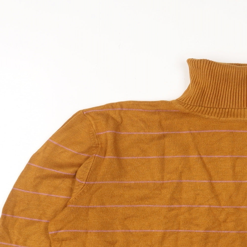 Saint Tropez Clothing Womens Brown Roll Neck Striped Viscose Pullover Jumper Size L