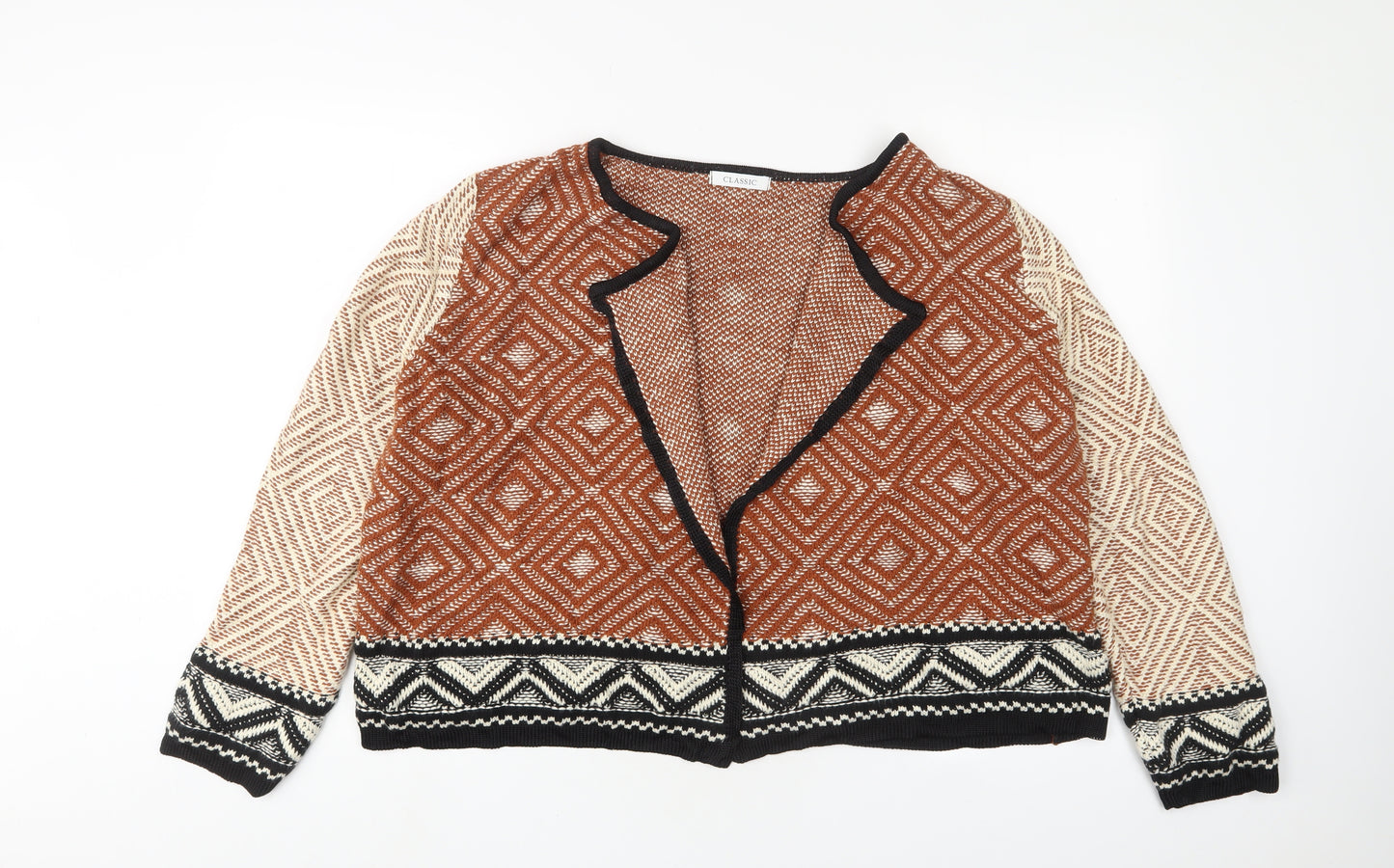Marks and Spencer Womens Red V-Neck Argyle/Diamond Cotton Cardigan Jumper Size 22 - Open