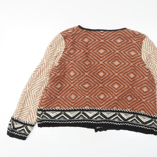 Marks and Spencer Womens Red V-Neck Argyle/Diamond Cotton Cardigan Jumper Size 22 - Open