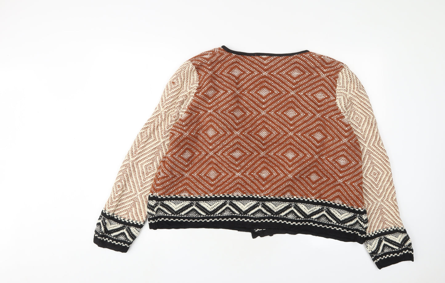 Marks and Spencer Womens Red V-Neck Argyle/Diamond Cotton Cardigan Jumper Size 22 - Open