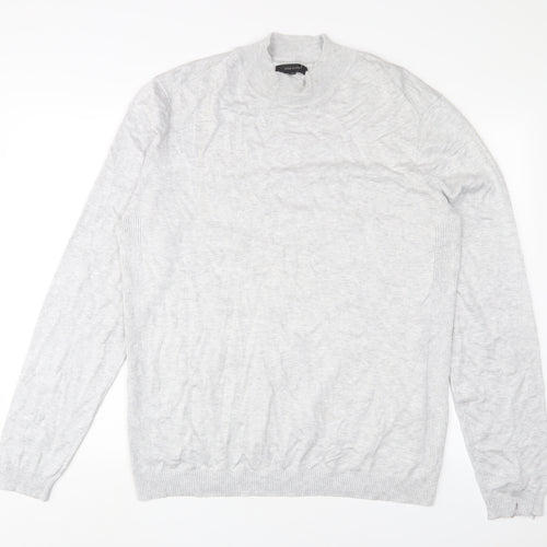 River Island Mens Grey Round Neck Viscose Pullover Jumper Size XL Long Sleeve