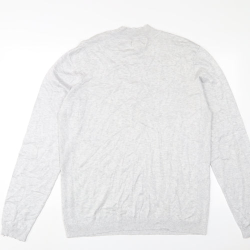 River Island Mens Grey Round Neck Viscose Pullover Jumper Size XL Long Sleeve