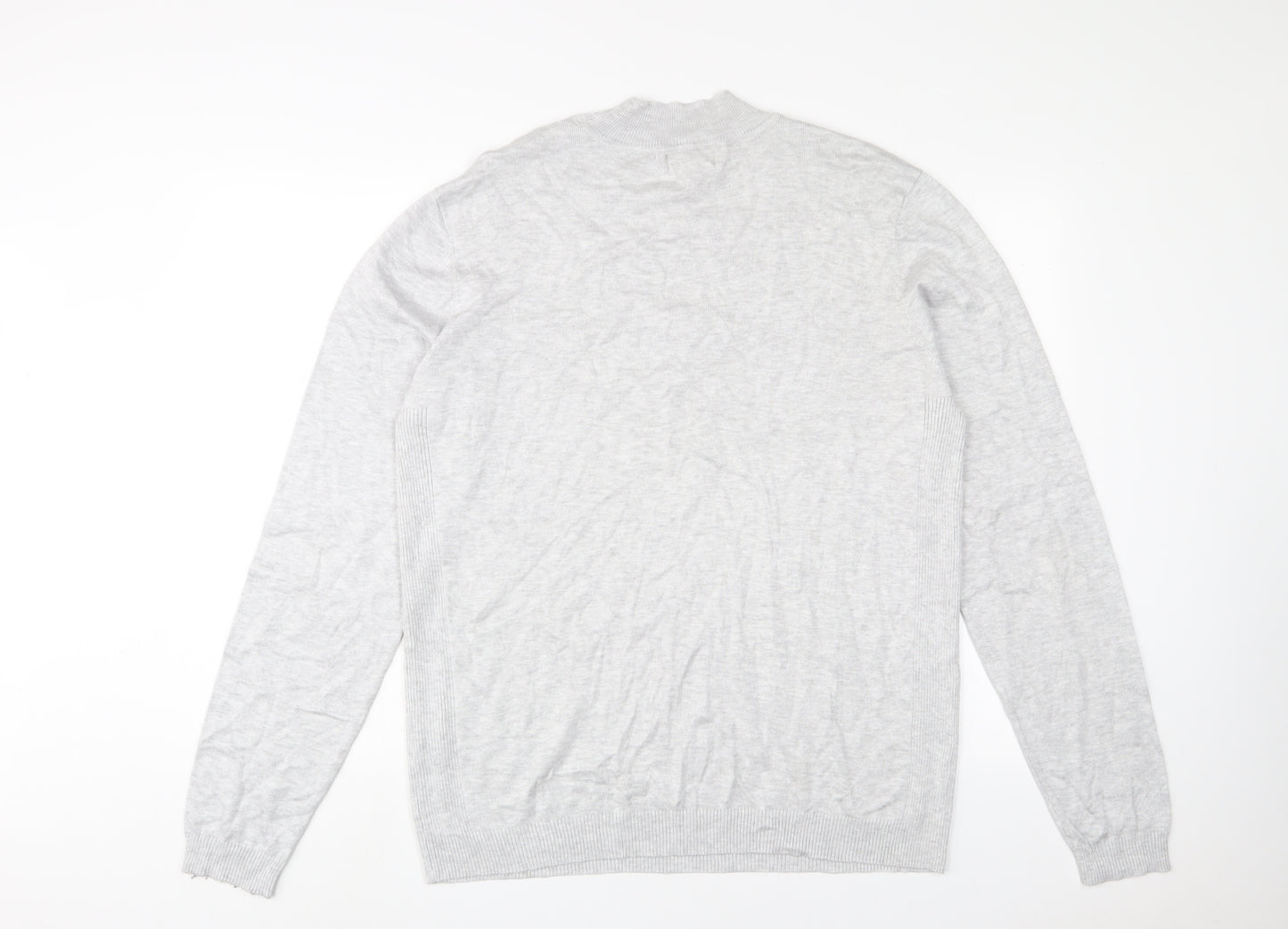 River Island Mens Grey Round Neck Viscose Pullover Jumper Size XL Long Sleeve