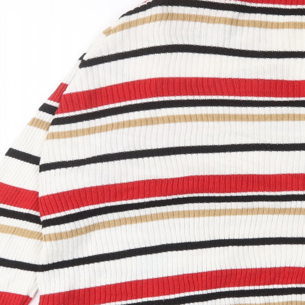 New Look Womens Multicoloured V-Neck Striped Acrylic Cardigan Jumper Size 16