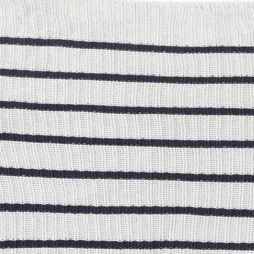 H&M Womens Grey Boat Neck Striped Cotton Pullover Jumper Size M
