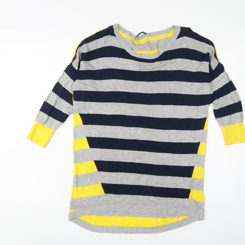 Oasis Womens Multicoloured Crew Neck Striped Viscose Pullover Jumper Size M