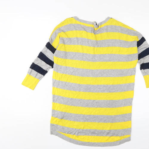 Oasis Womens Multicoloured Crew Neck Striped Viscose Pullover Jumper Size M