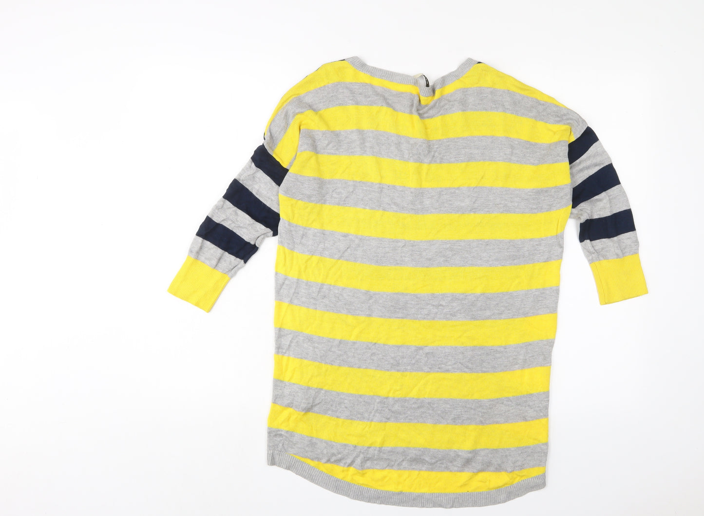 Oasis Womens Multicoloured Crew Neck Striped Viscose Pullover Jumper Size M